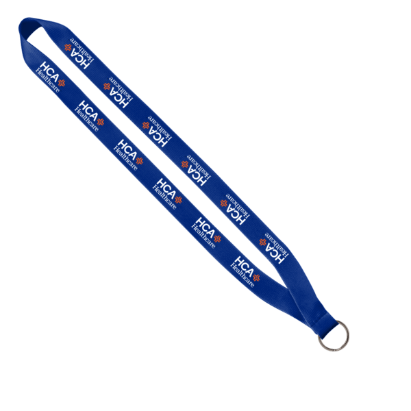 3/4" Polyester Lanyard with Sewn Silver Metal Split-Ring 158