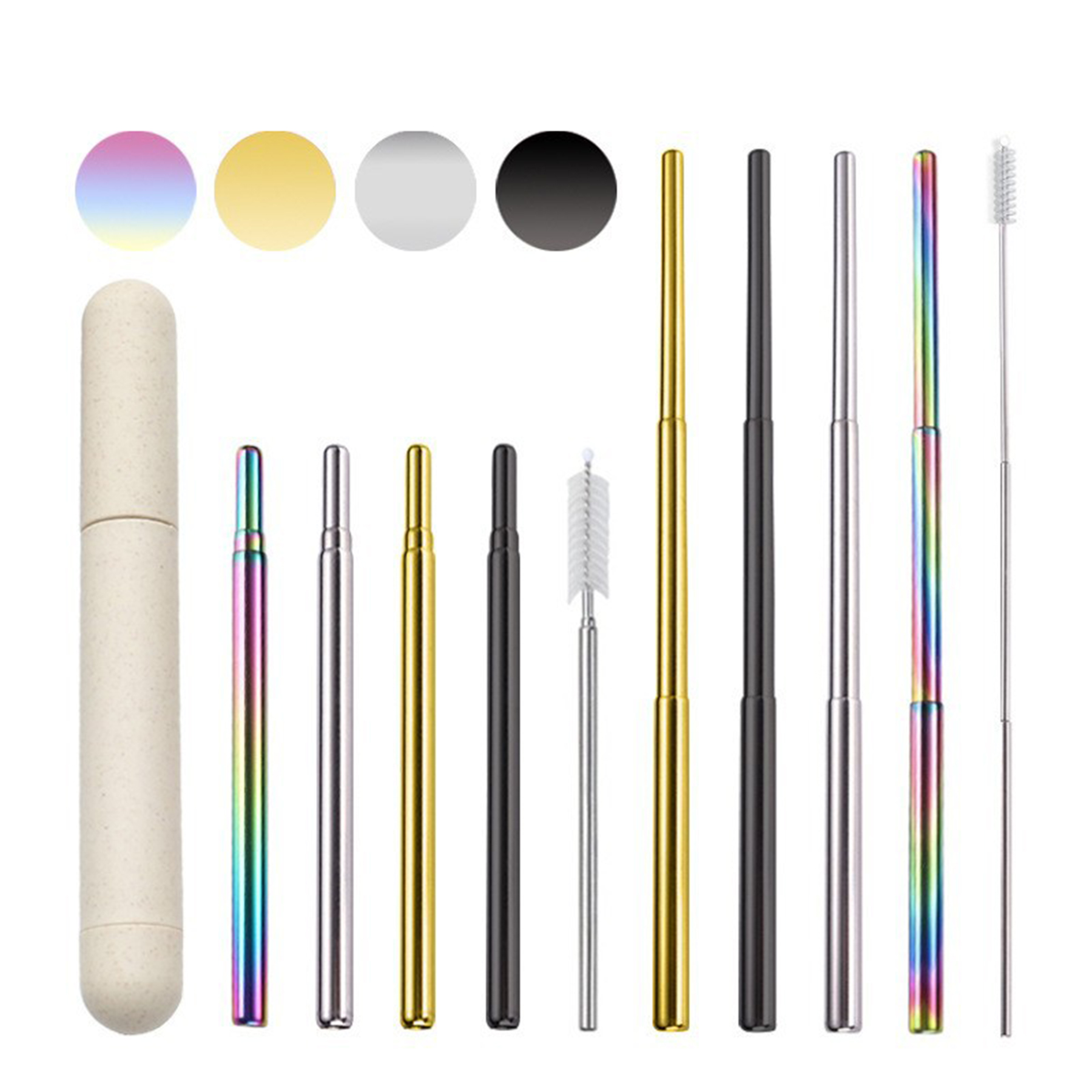 Telescopic Stainless Steel Drinking Straw with Tube Case 4
