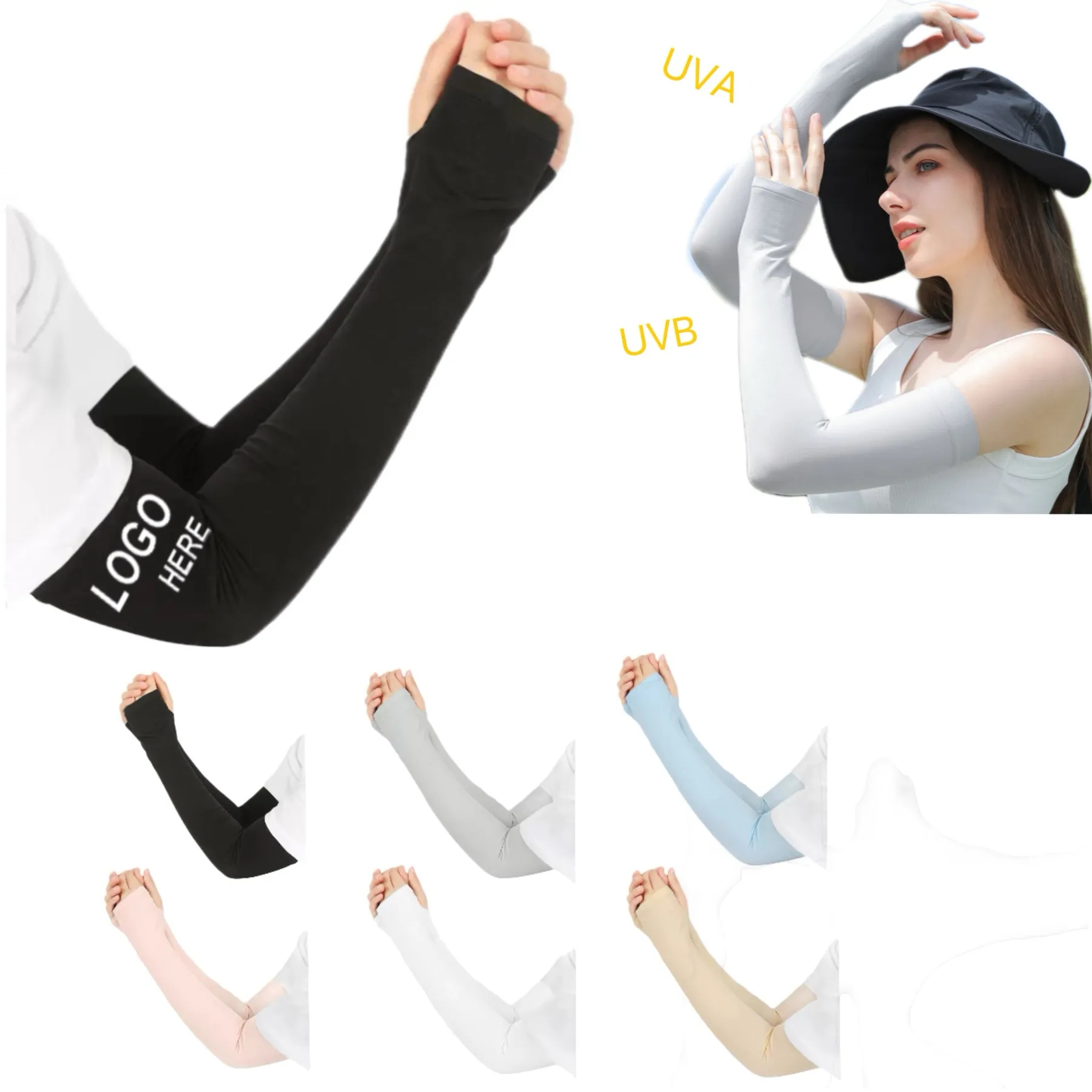 UV Sun Protection Arm Sleeves with Thumb Hole for Men Women 2