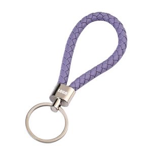 Stylish Plastic Buckle Weaved PU Leather Keychain 26