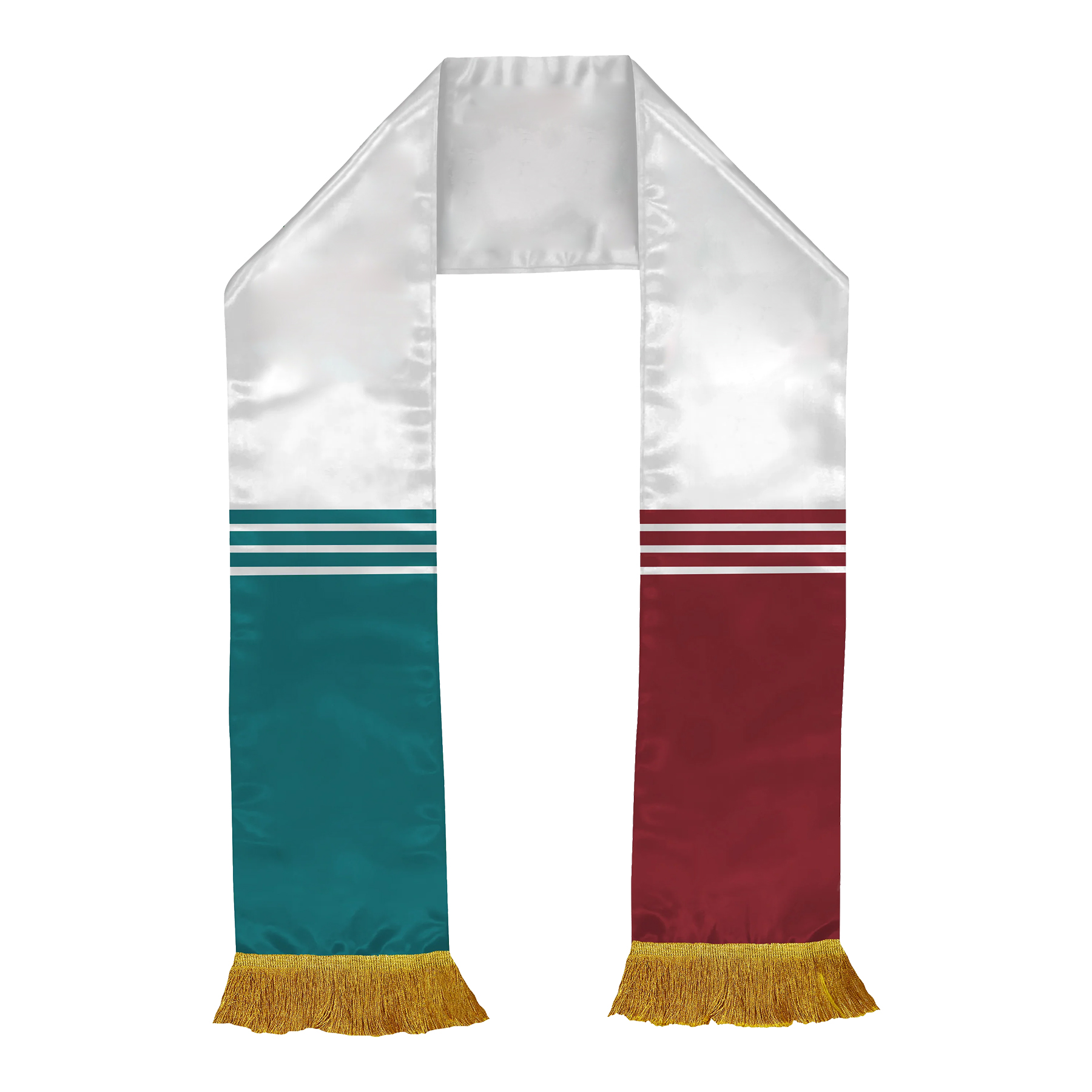 Premium 140gsm Glossy Satin Fan Scarf With Tassel Fringe 19