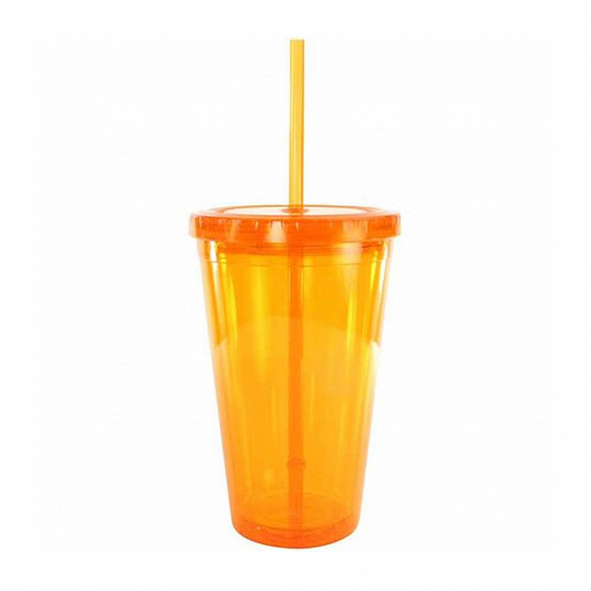 16 oz Translucent Plastic Tumbler with Lid and Straw 5