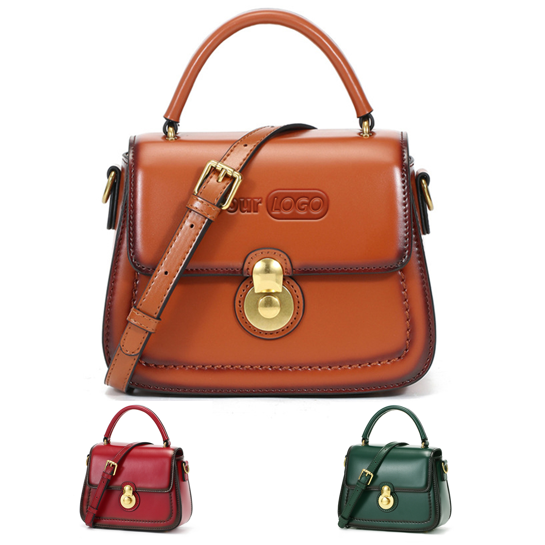 Genuine Leather scalloped portable Cross-body Bag Women 3