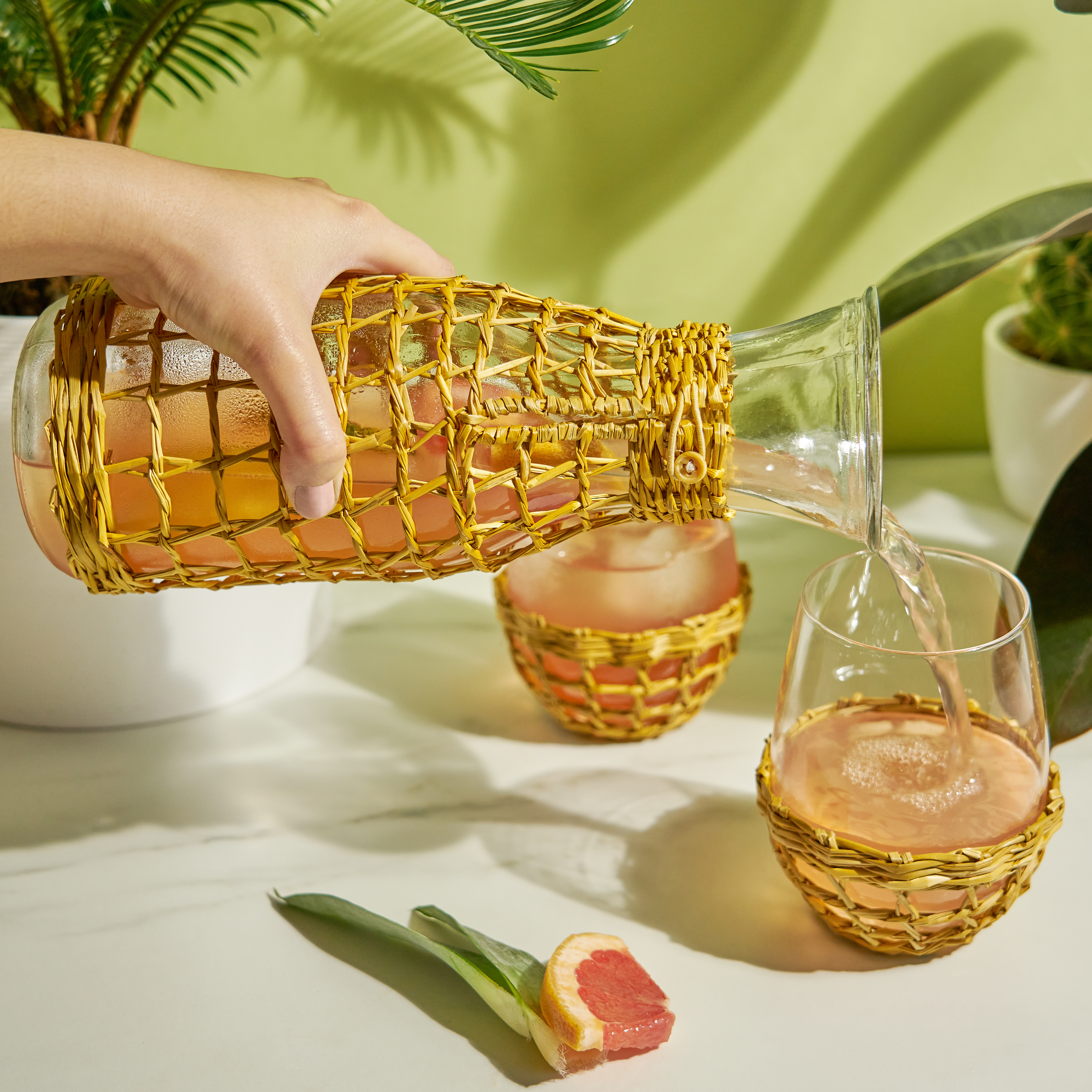 Twine Living® Island Carafe & Stemless Wine Glass Set 3
