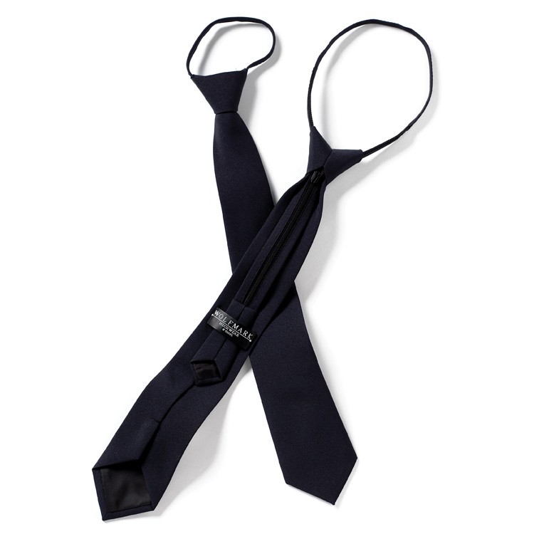 Dark Navy Blue Polyester Poplin Adjustable Zipper Tie 2