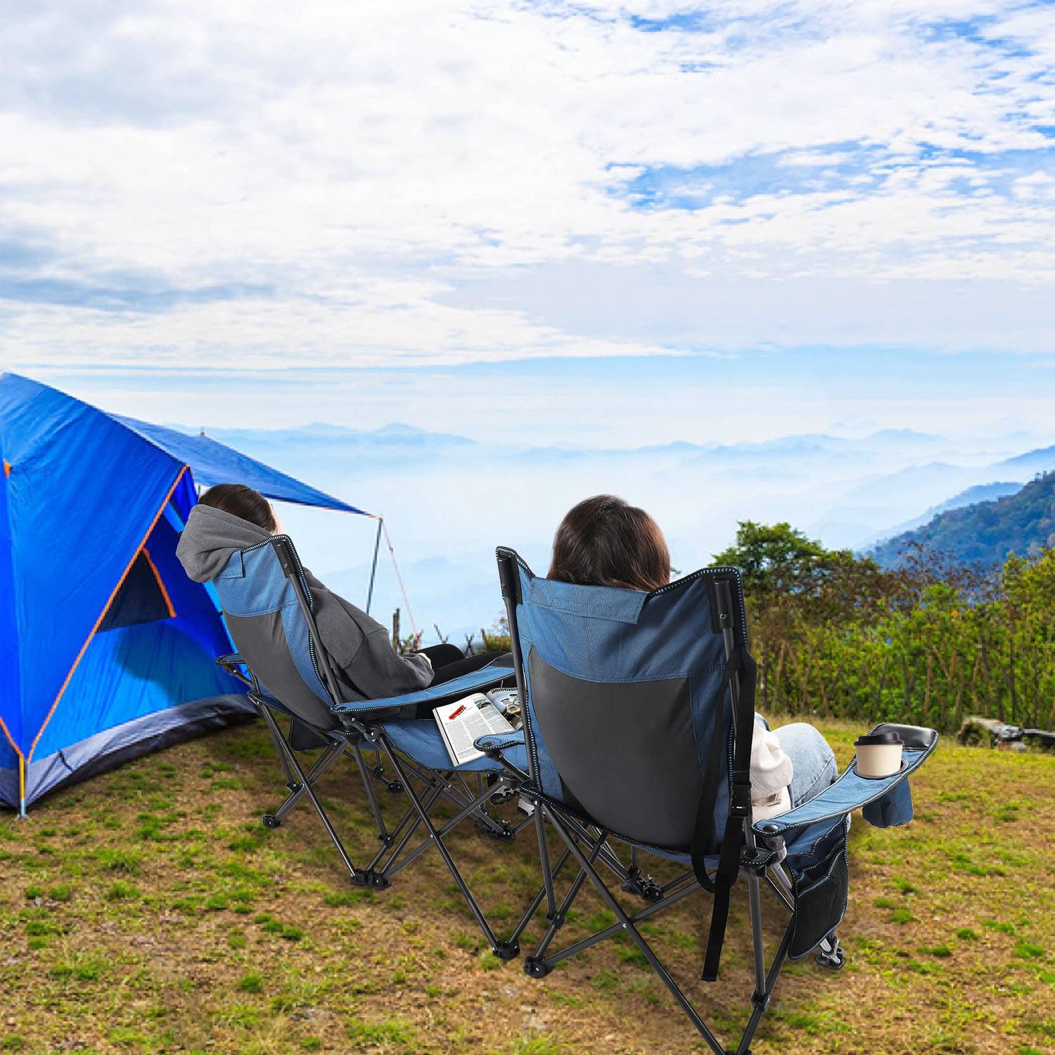 Foldable Camping Chair W/ Footrest 26