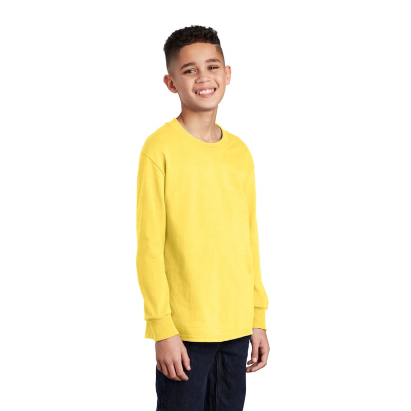 Port & Company Youth Long Sleeve Core Cotton Tee. 86