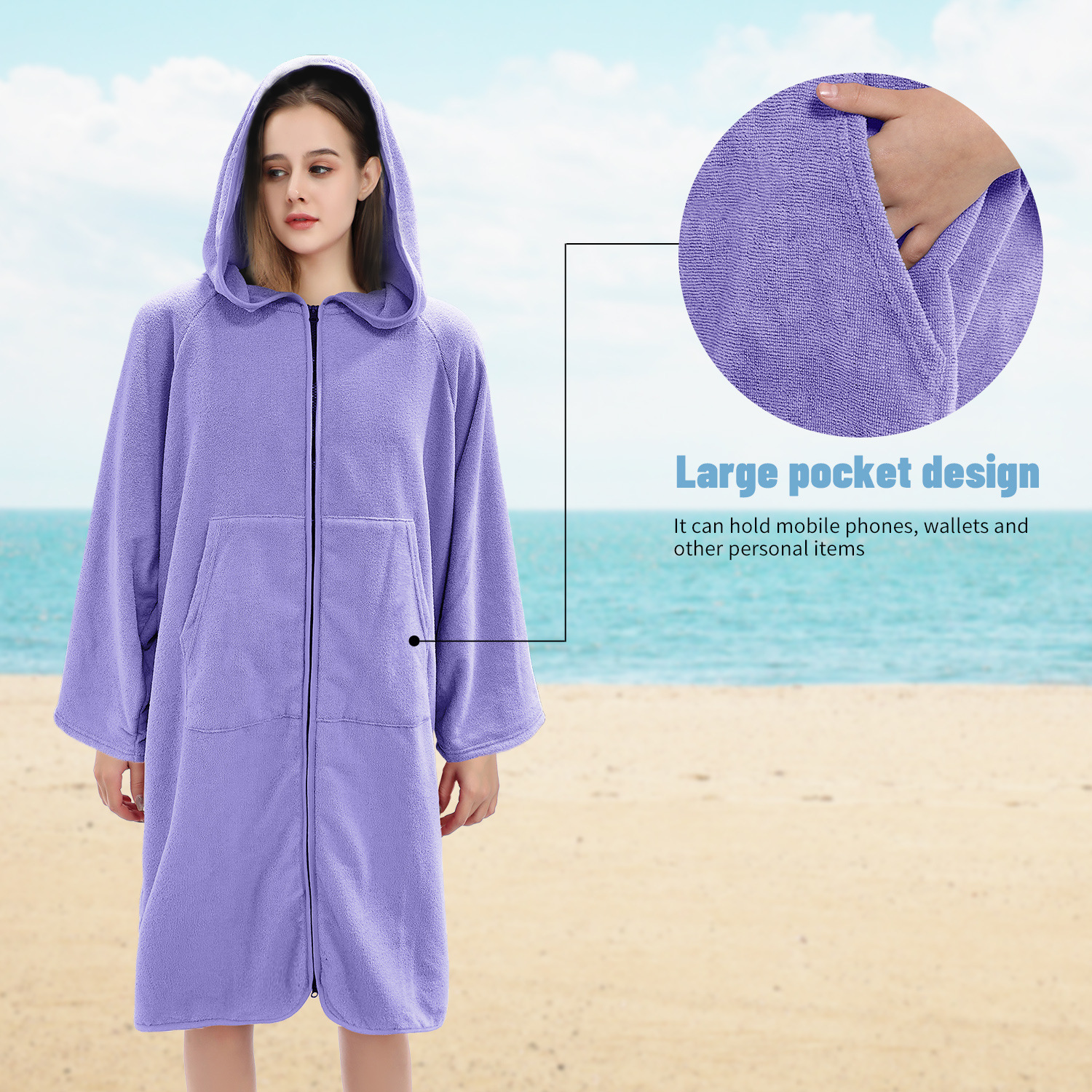 Surf Poncho Zipper Towel Hoodie 9