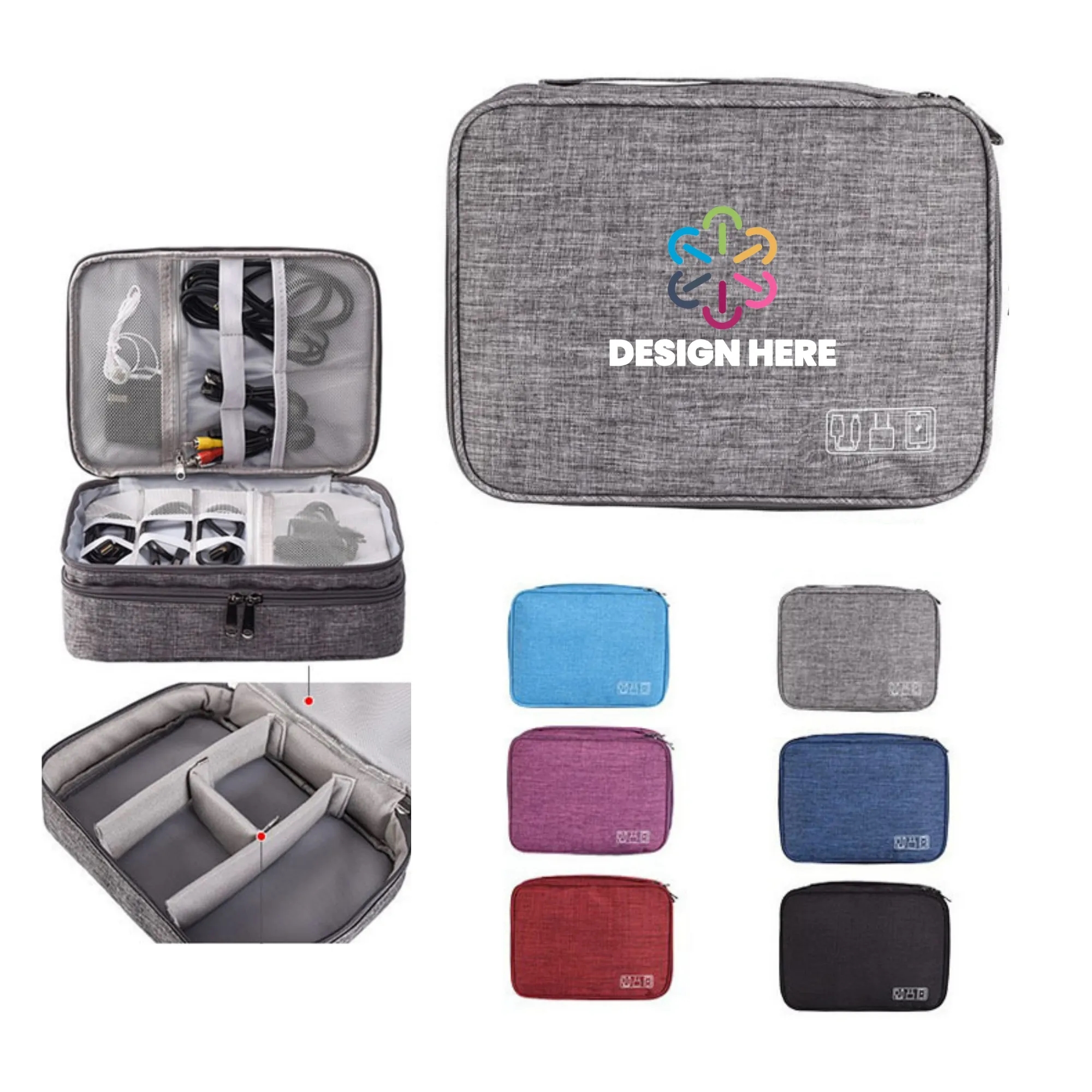 Multifunctional Data Cable Storage Bag Two Layer 3