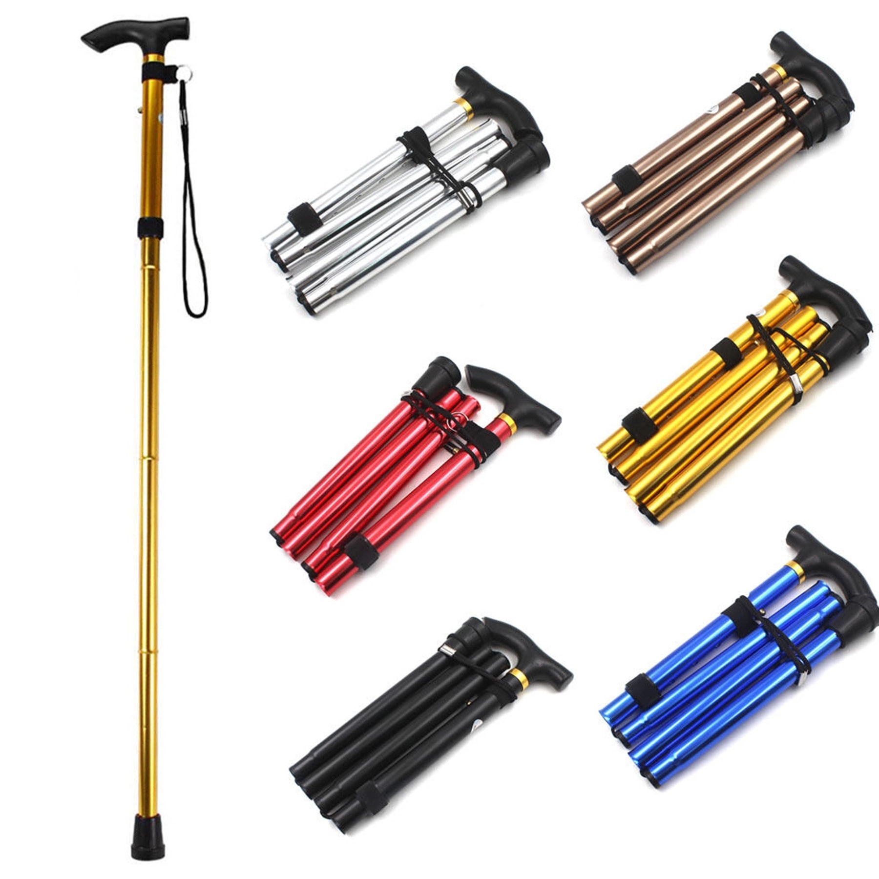 Folding Cane Walking Stick Trekking Poles 3
