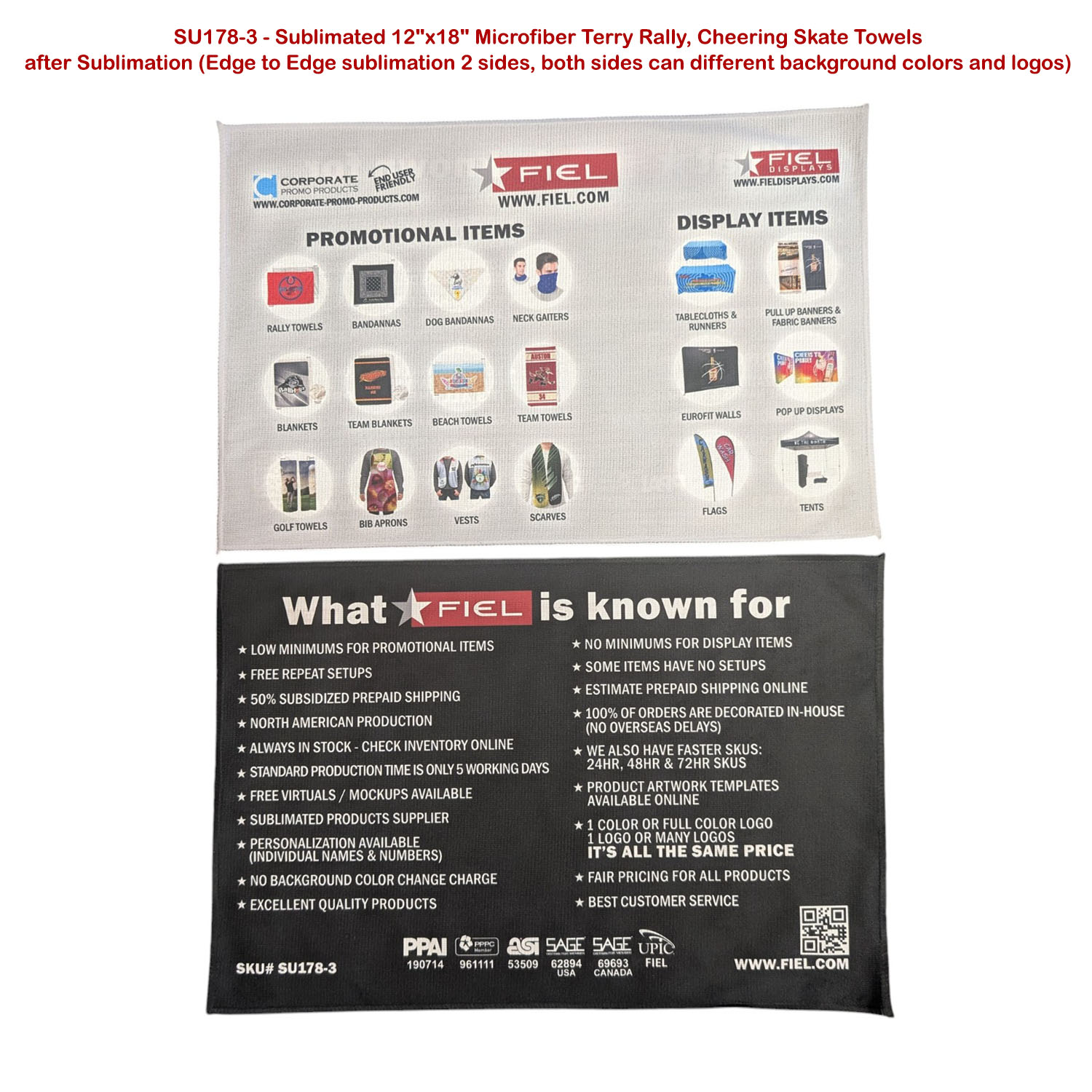 Microfiber Dri-Lite Terry Team and Sponsorship Towel, 12x18, Sublimated Edge to Edge 2 sides 5