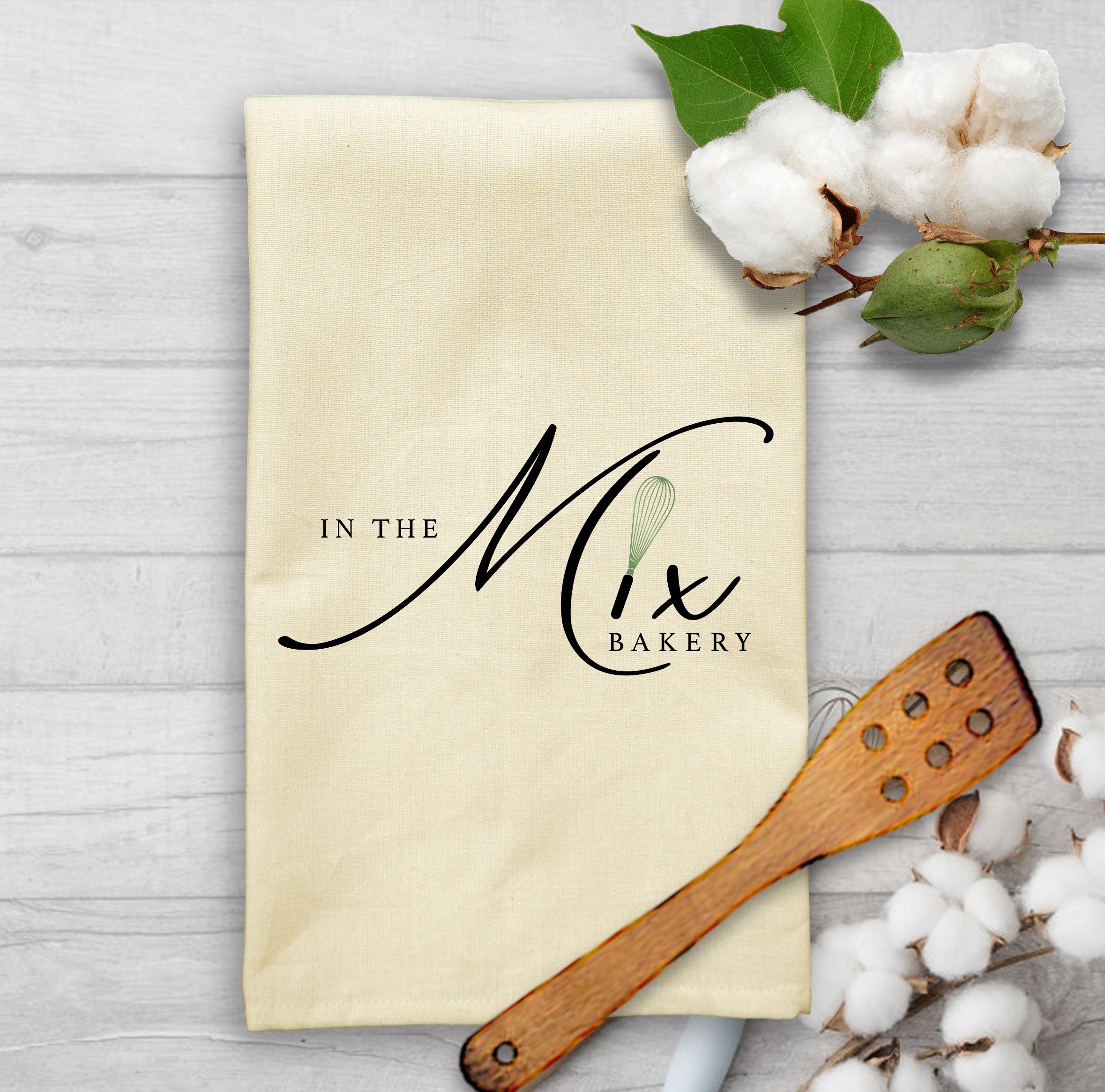 Cream Solid Plain Weave Kitchen Towel with Custom Print 10
