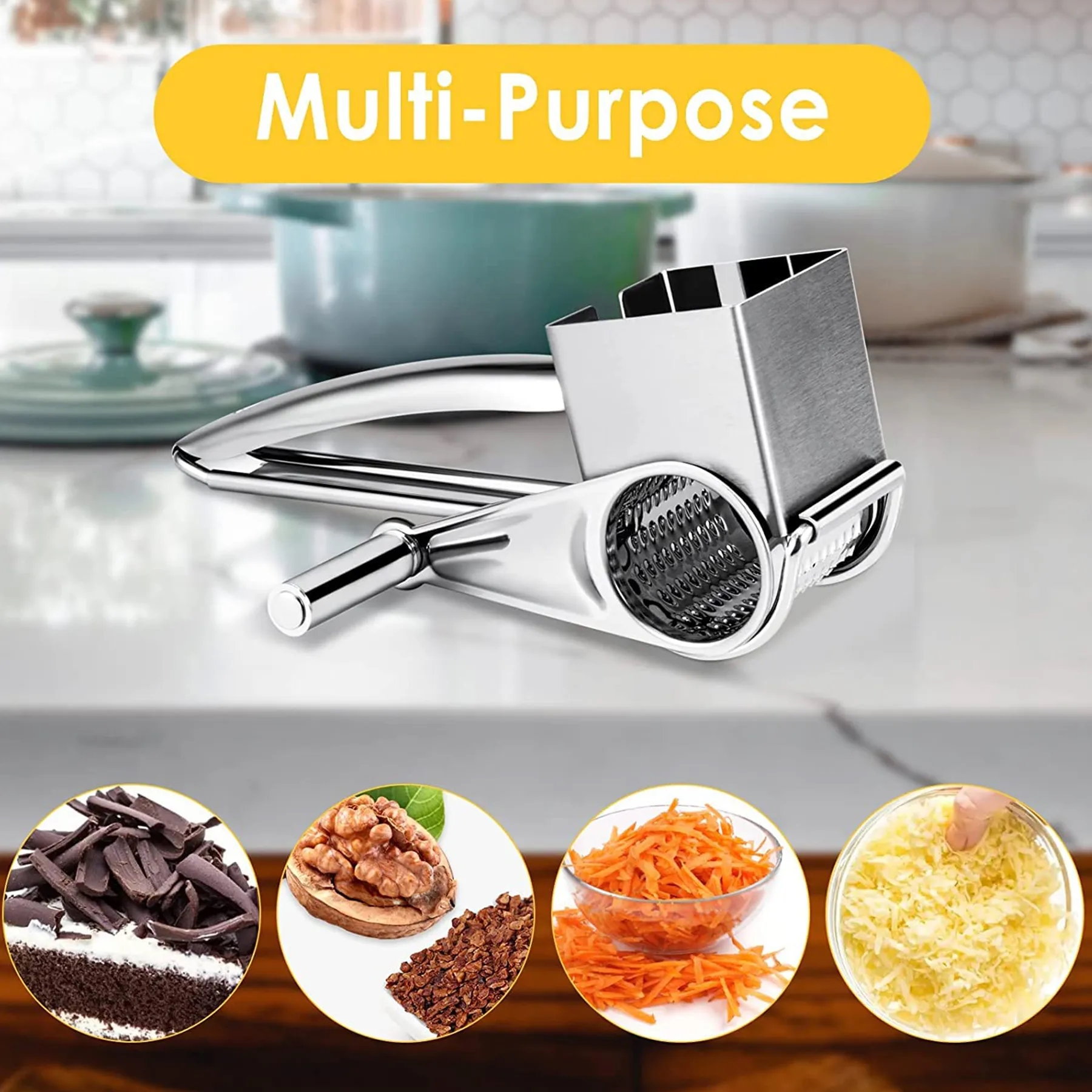 Vegetable Stainless Cheese Grater Shredder Cutter w/4 Blades 3