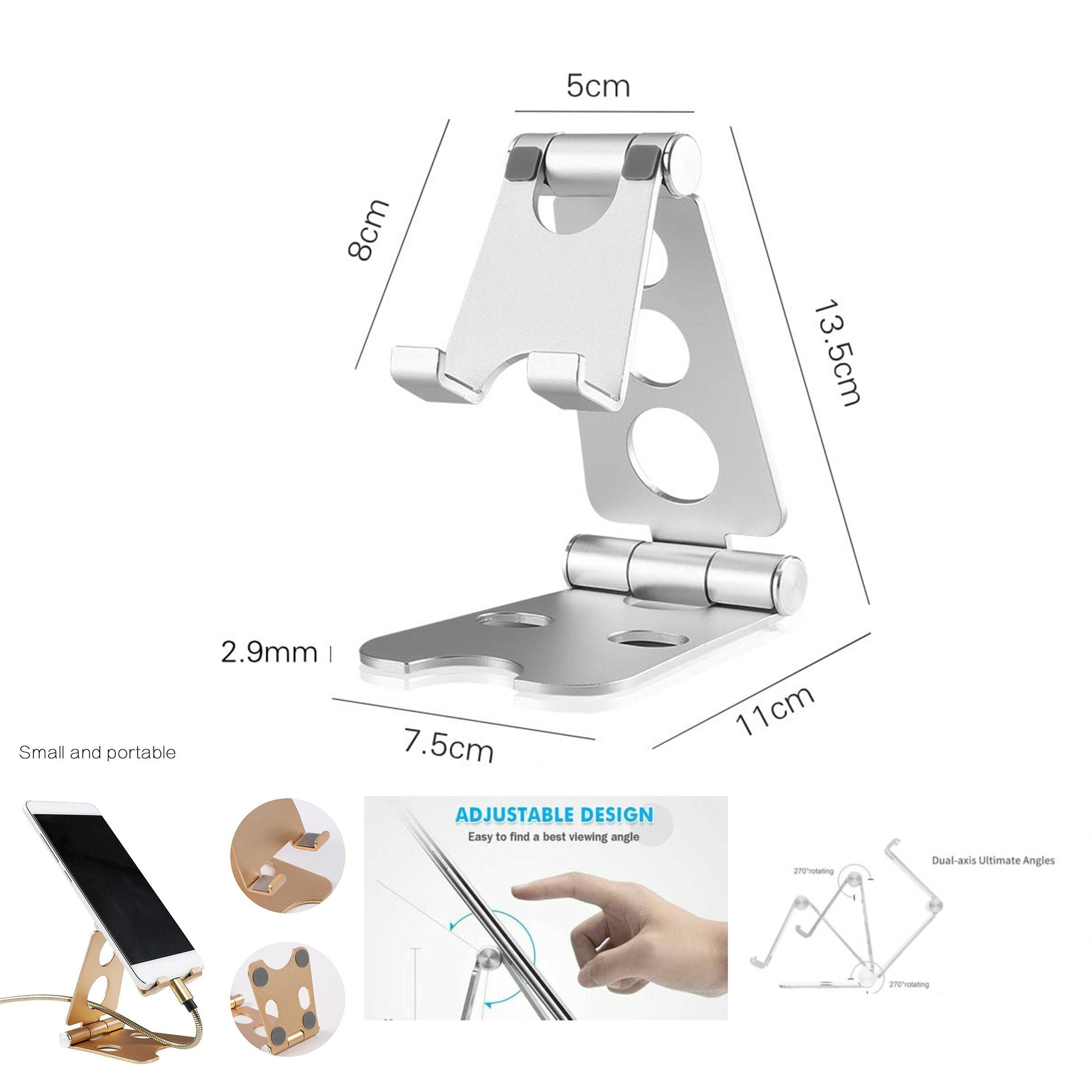Universal Folding Aluminum Alloy Mount Phone Holder Stand 2