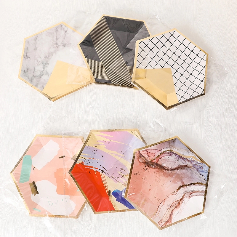 Disposable Party Picnic Salad Dessert Hexagon Paper Plate 2