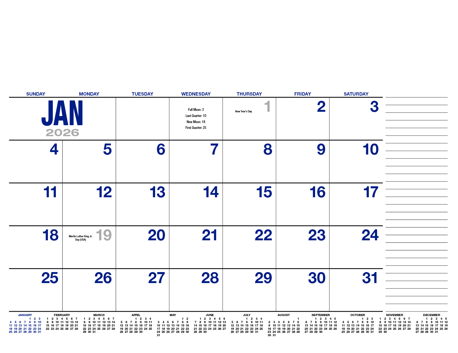 HotLine® Products 13-Month Desk Pad Calendar 43