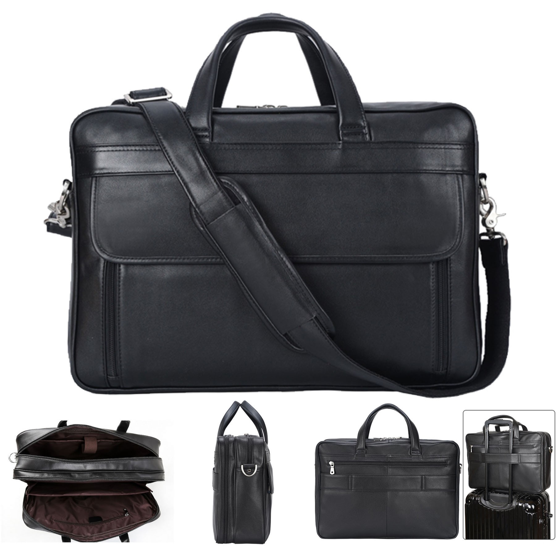 Premium Cowhide Business Briefcase Shoulder Bag 2