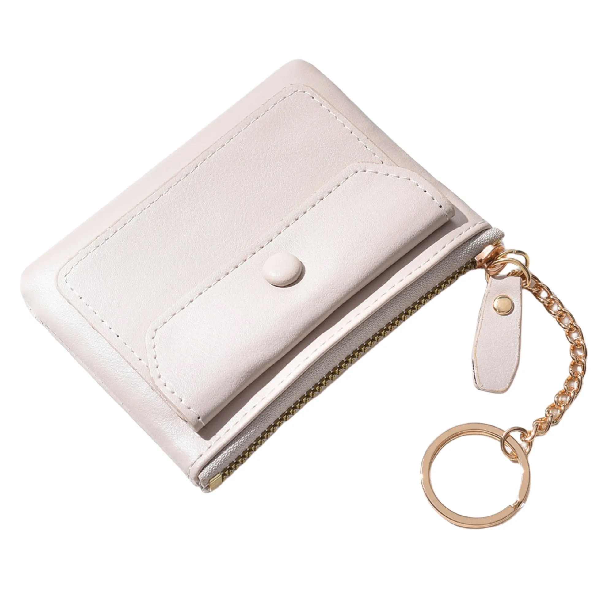Mini PU Zipper Coin Purse With Keychain 3