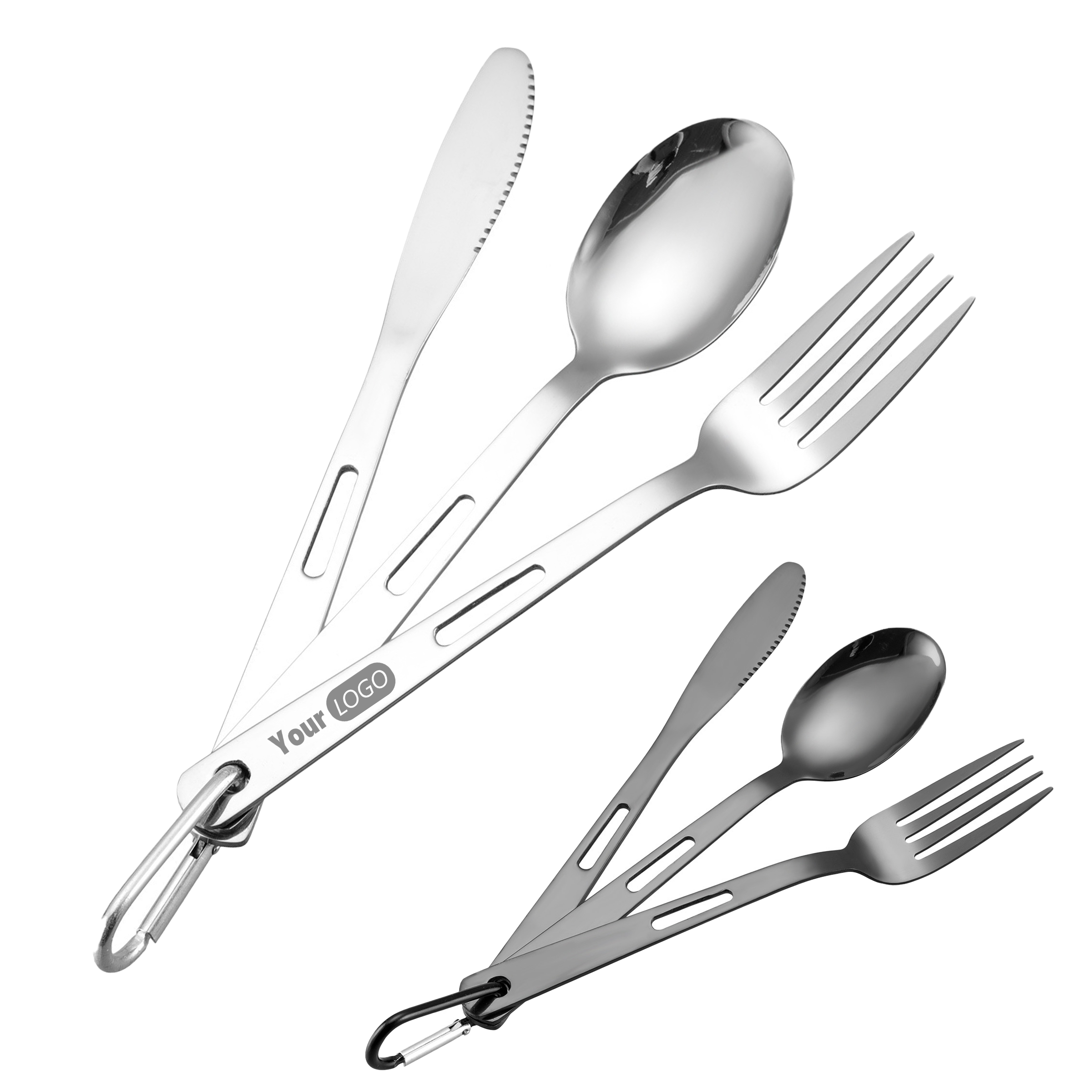 Stainless Steel Portable Mountain Climbing Buckle, Knife, Fork, Spoon 2