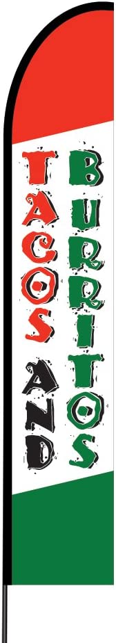 Tacos & Burritos Flag Kit 15' Feet Feather Flag Sign Outdoor Banner 2