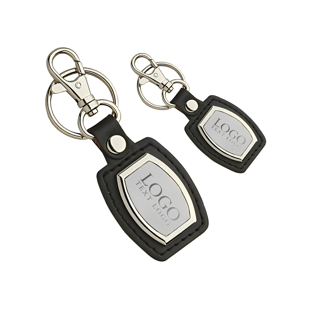 Leather And Brushed Plate Keyring Gift Keychain 4