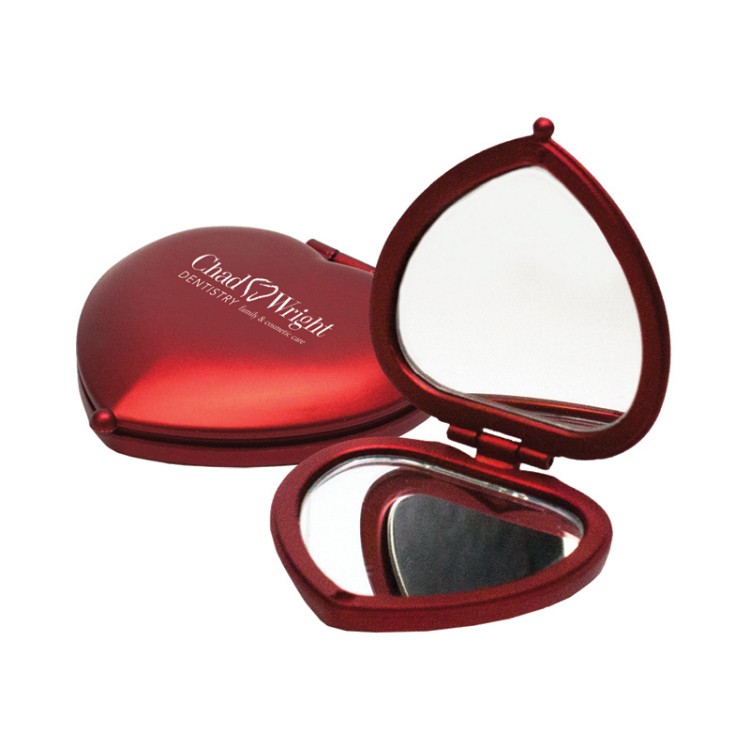 Red Heart Metal Compact Mirror 1