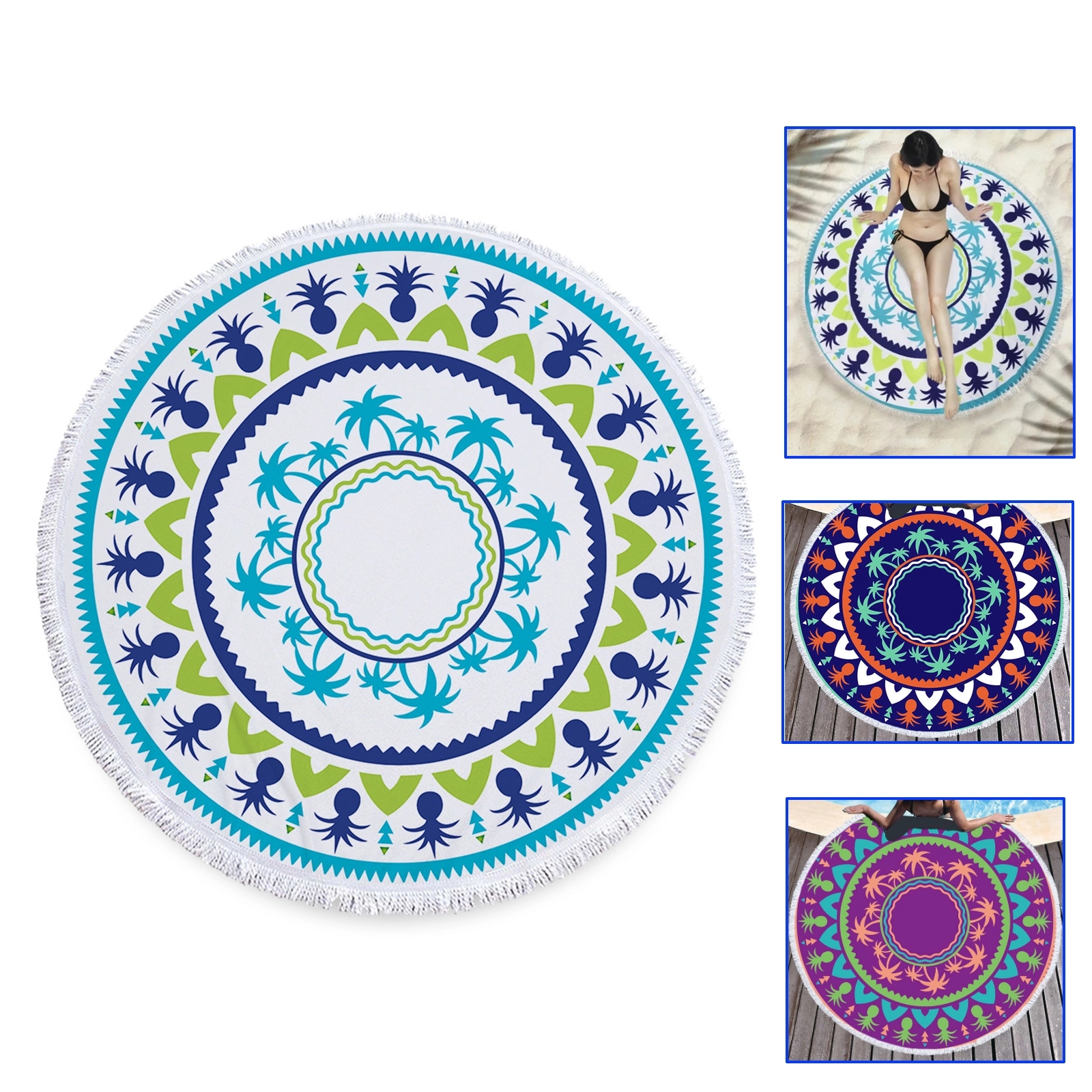 59 Inch Microfiber Fabric Round Beach Towel 7