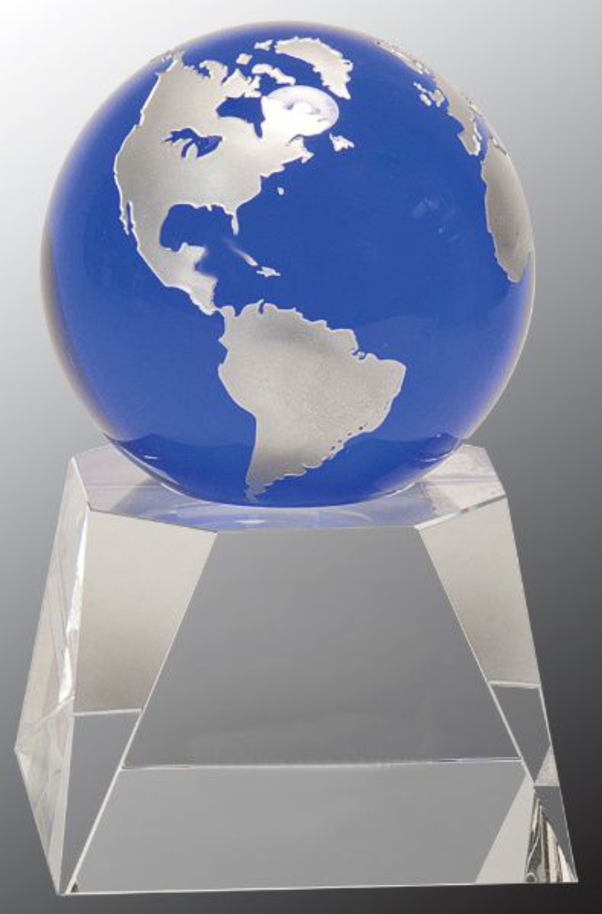 6 1/2" Blue Crystal Globe Award on Clear Crystal Base 3