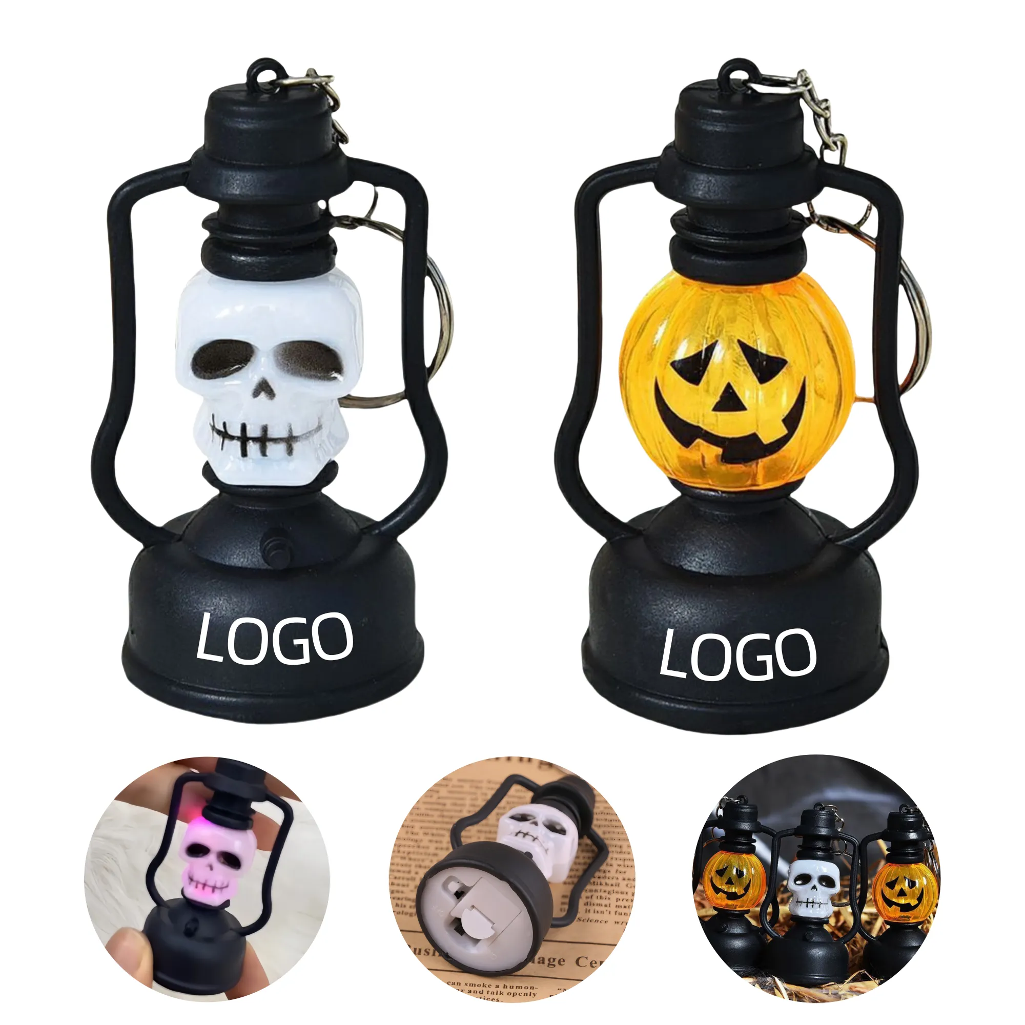 Halloween Glowing Pumpkin Lamp Keychain 1