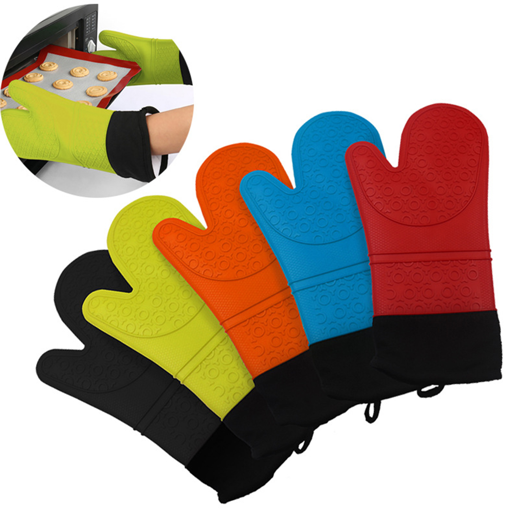 Kitchen Heat-Insulating Silicone Oven Gloves 4