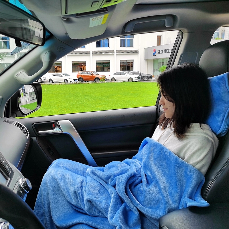 2 In 1 Fleece Travel Blanket W/ Stuffable Pillowcase 4