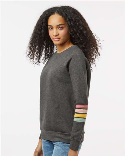 Women's Striped Sleeves Crewneck Sweatshirt - W23152 13