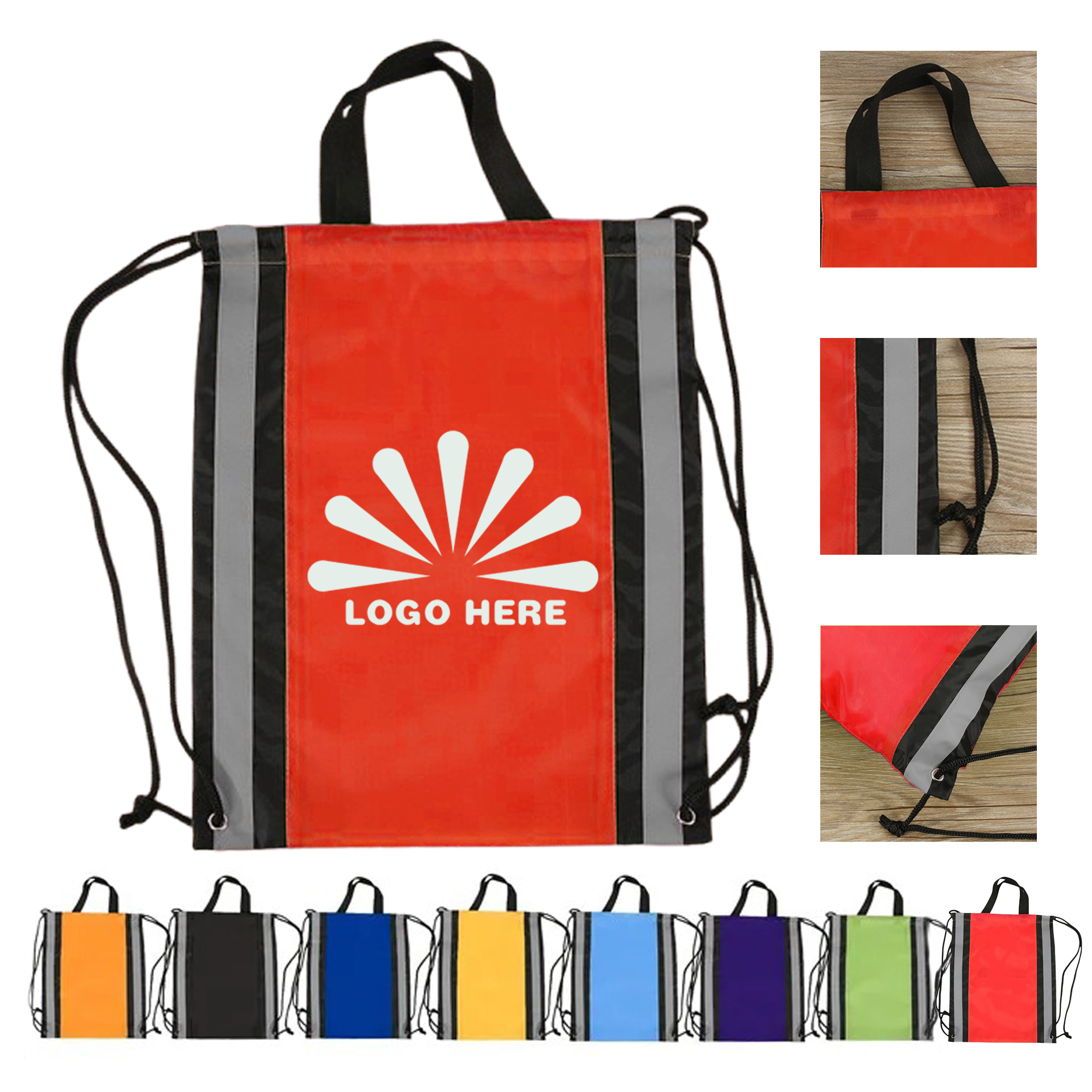 Drawstring Backpacks Bag with Reflective Strip 2