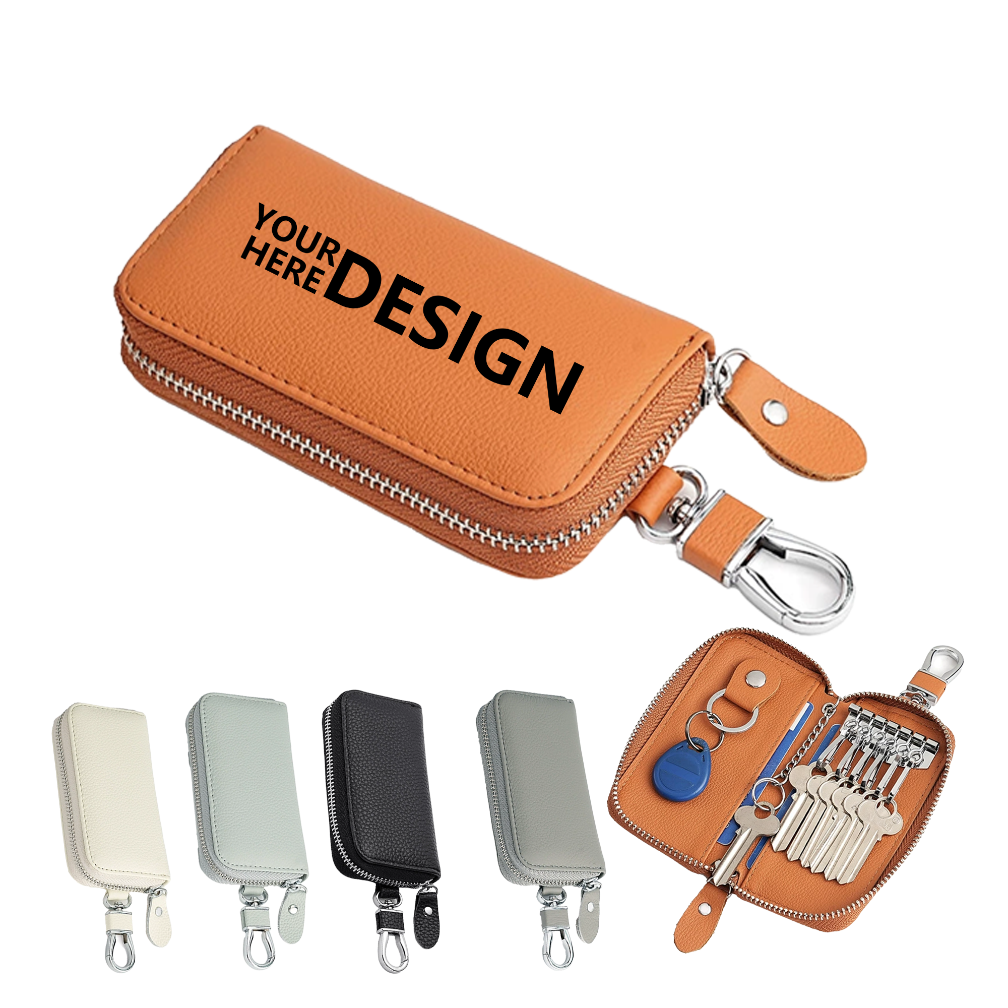 Top-Grain Leather Car Key & Card Pouch 2
