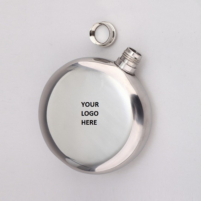 Portable Stainless Steel Round Hip Flask 5 oz 2