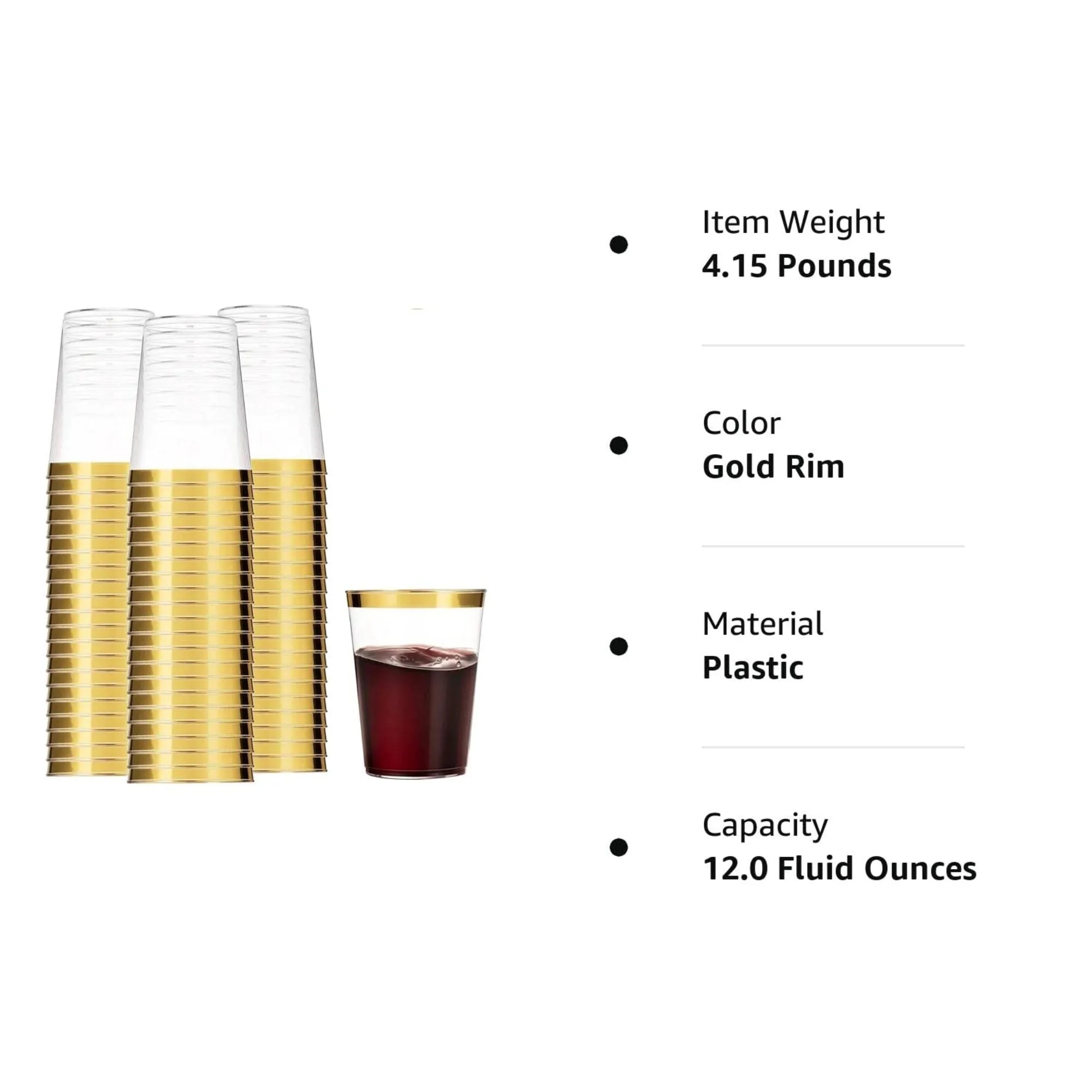 12oz Plastic Cups With Gold Rim 2
