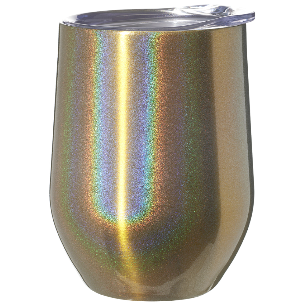 11 oz. Vacuum Iridescent Stemless Wine Glass with Lid 2