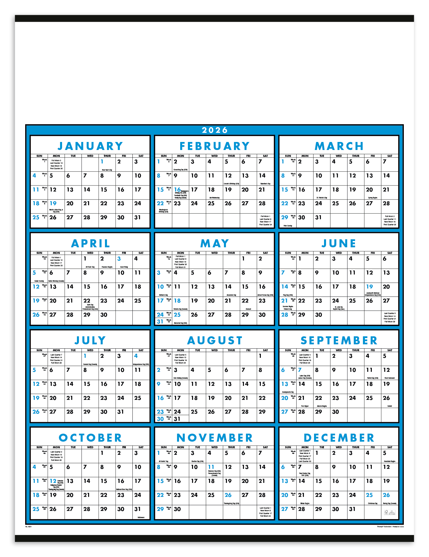 Triumph® Calendars Span-A-Year Non-Laminated Calendar 8