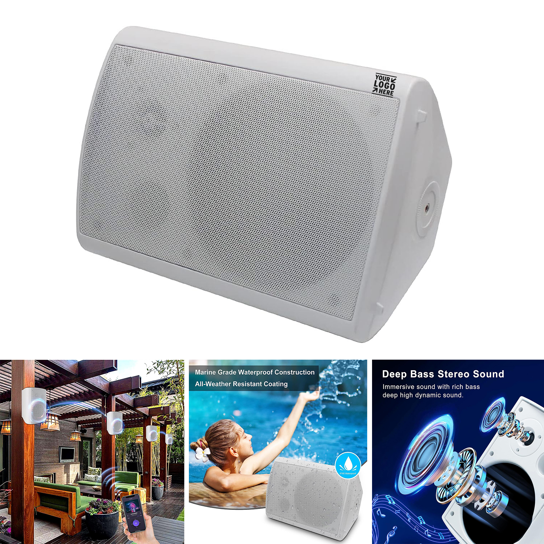 1 Pair Patio Home 800W 6.5 Inch Outdoor Durable Superior Amplifier Bluetooth Waterproof Speakers   2