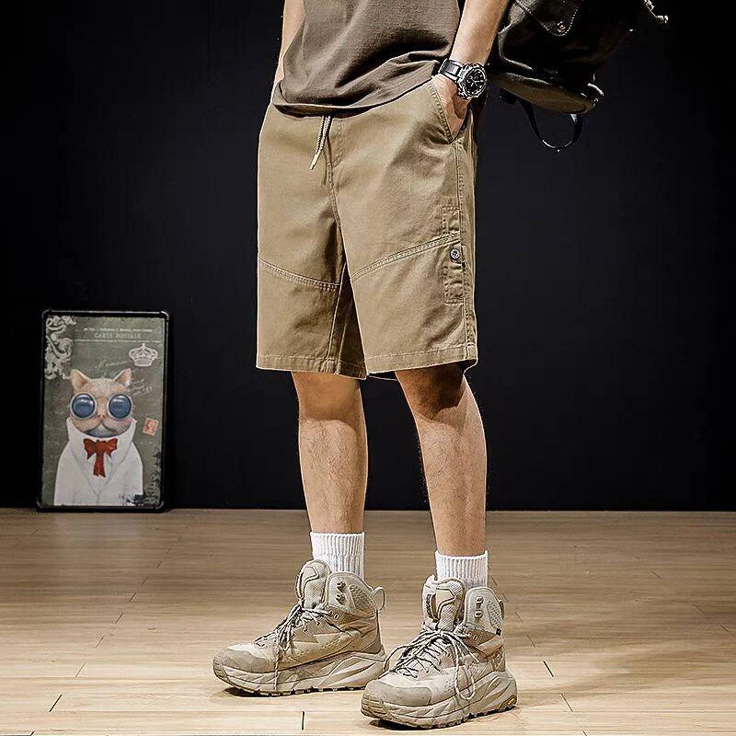 Men's Lightweight Polyester Casual Relaxed Elastic Shorts 7
