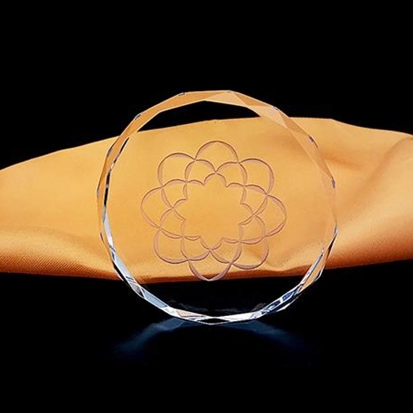 Round Faceted Crystal Paperweight 4