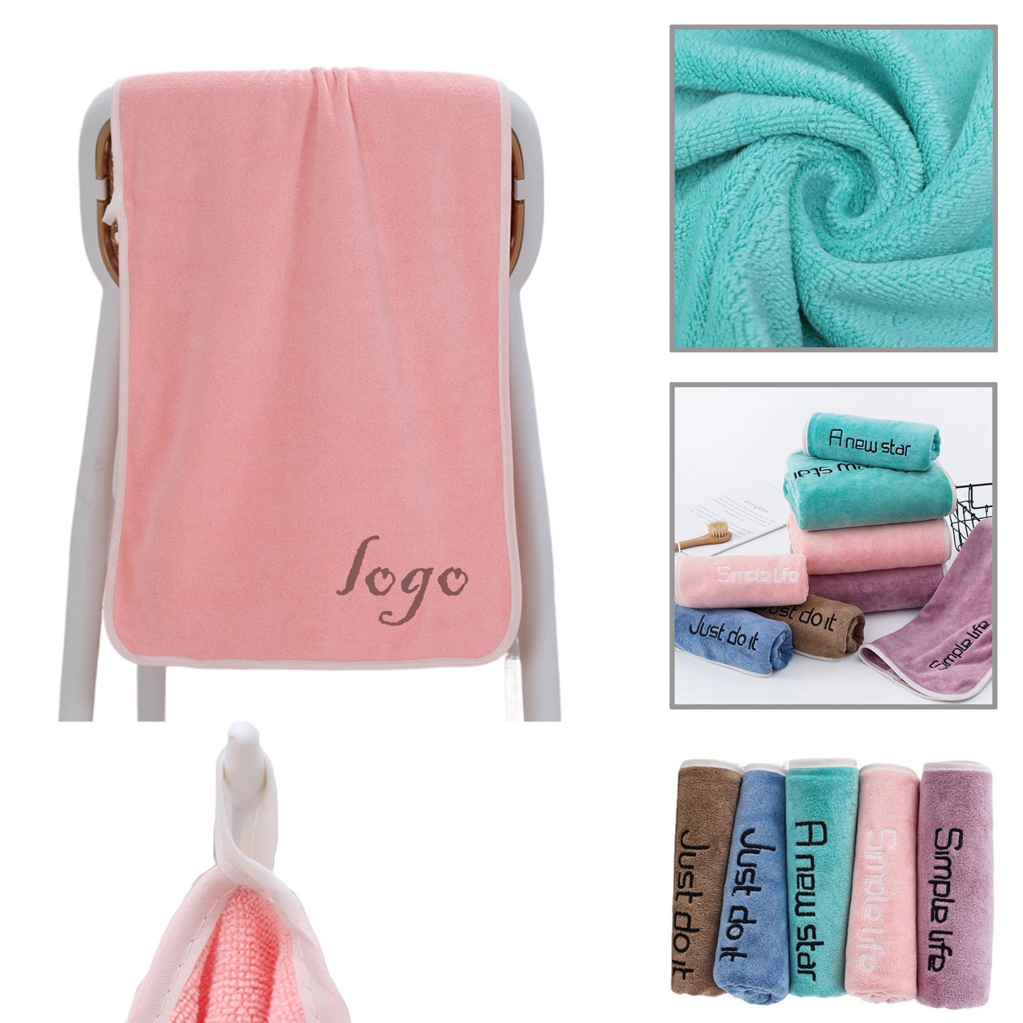 MOQ50 Thick Coral Fleece Gym Towel 350gsm 6
