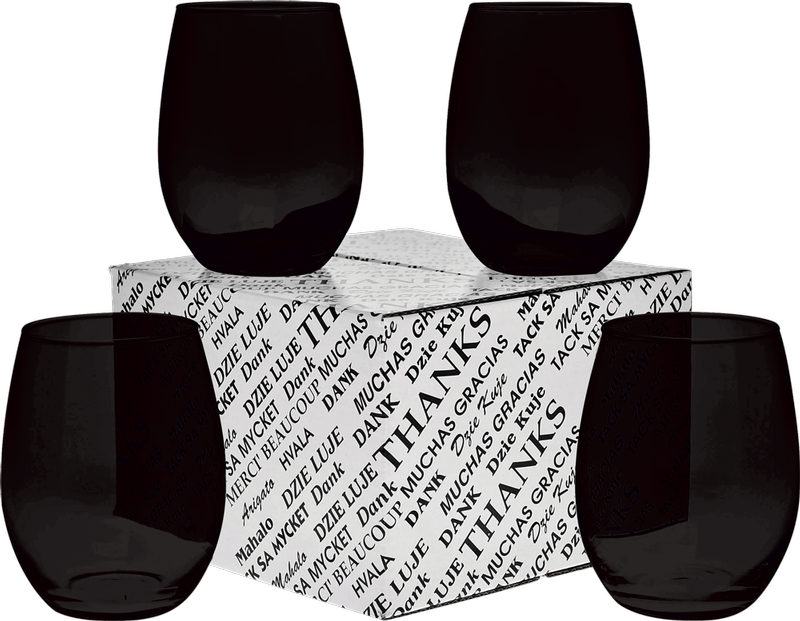 15 oz. Stemless Wine Glass Thank You Set 12
