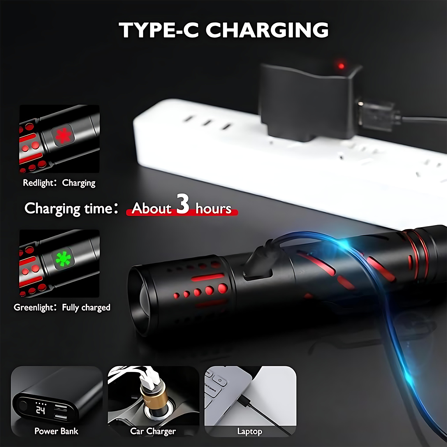 Waterproof Aluminum Outdoor Laser Flashlight 3