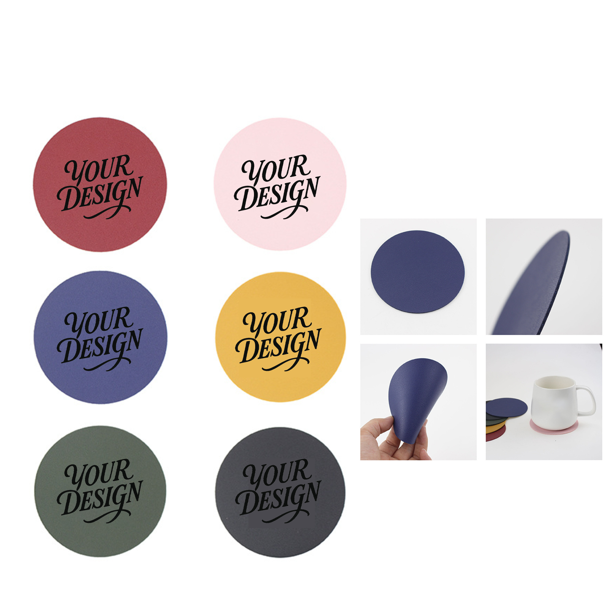 Round PU Nonslip Cup Coaster 2