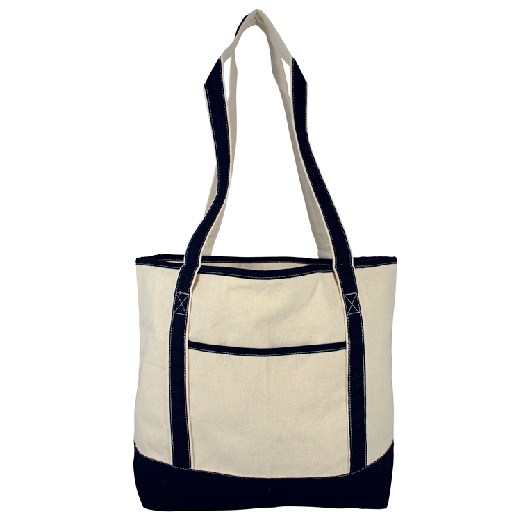 Colorful Black Cotton Boat Tote, custom tote bag with logo imprint 2