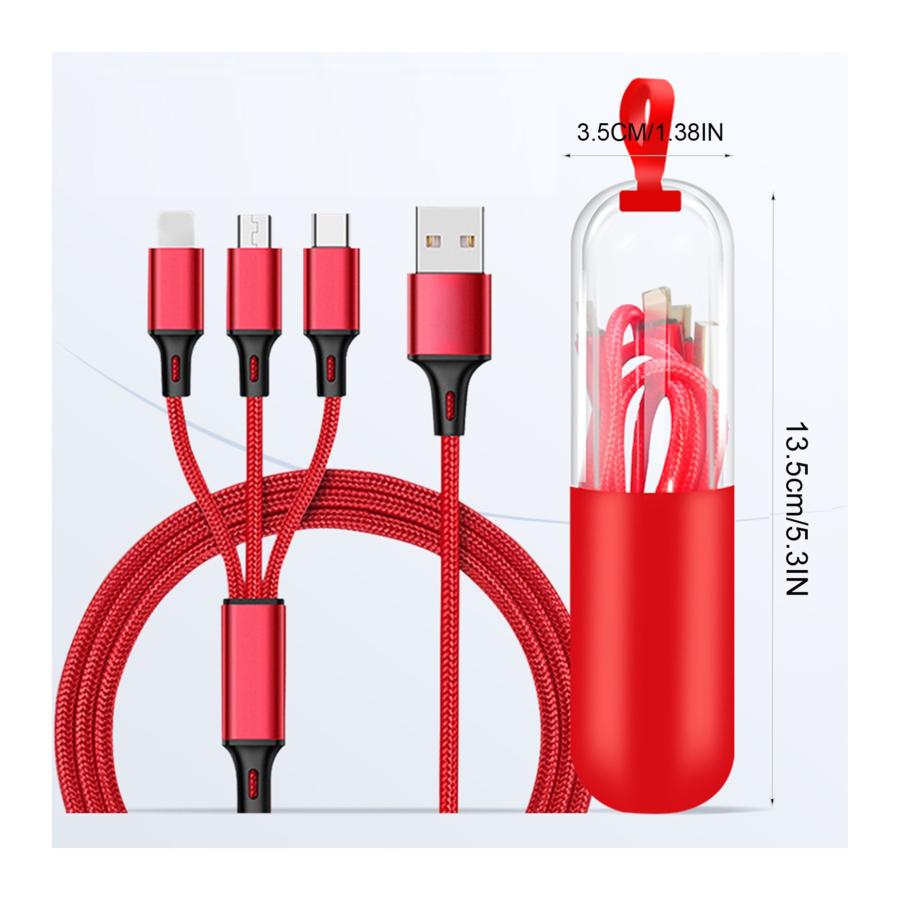 3 in 1 Cell Phone USB Cable W/ Capsule Case 2