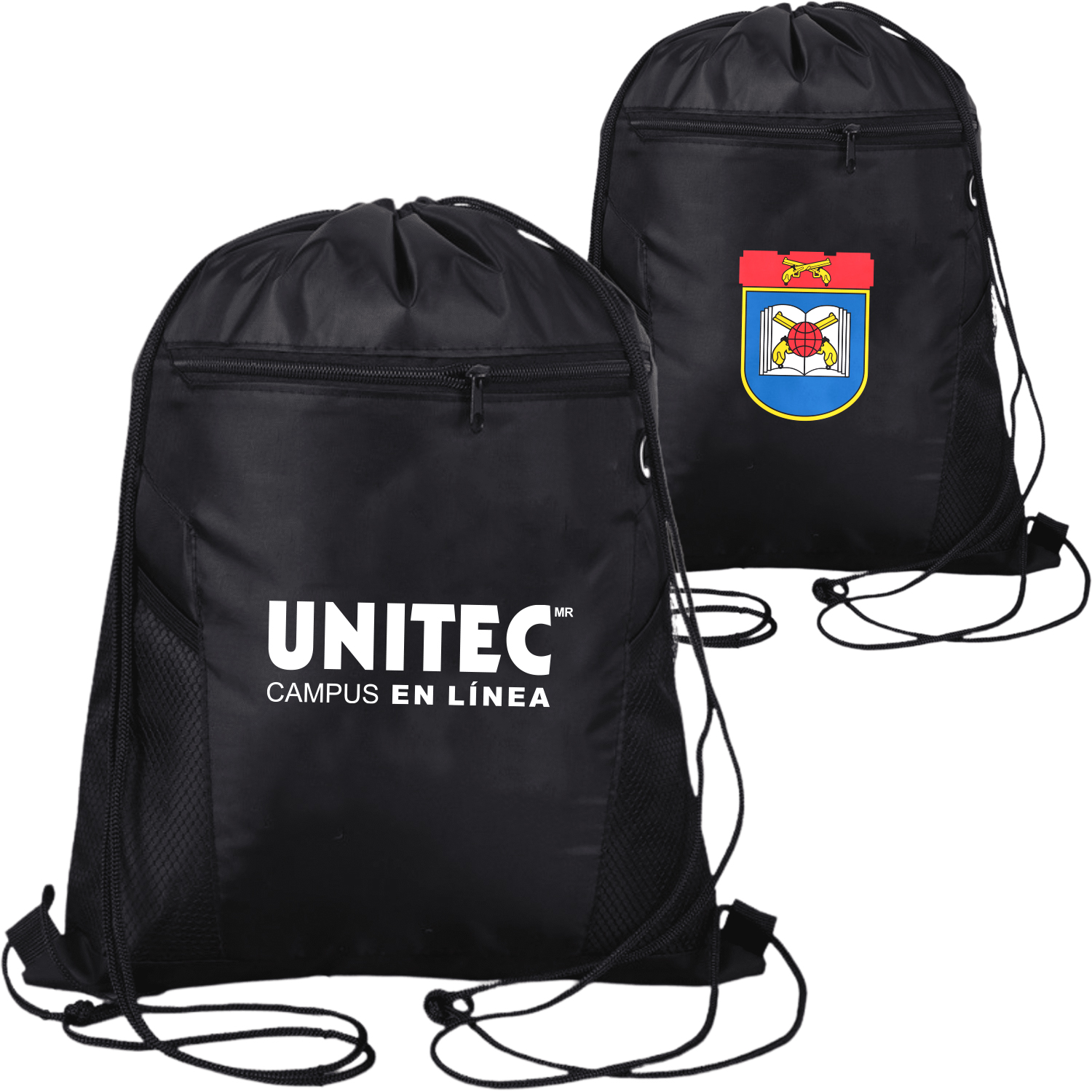 Premium Drawstring Side Mesh Backpack w/ Earphone Outlet & Front Zipper Pocket (14" x 18") 5