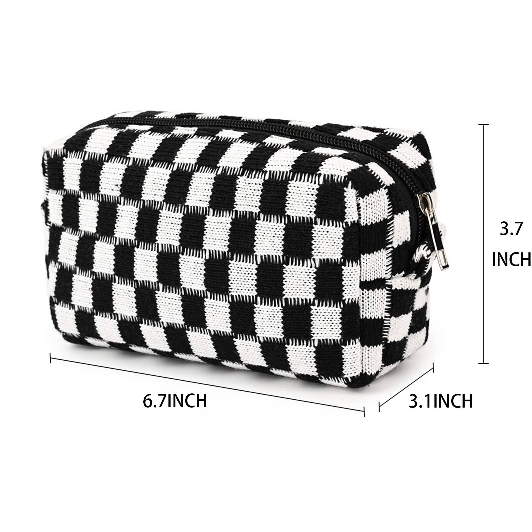 Wool Large Checkered Cosmetic Storage Bag with High Capacity 5