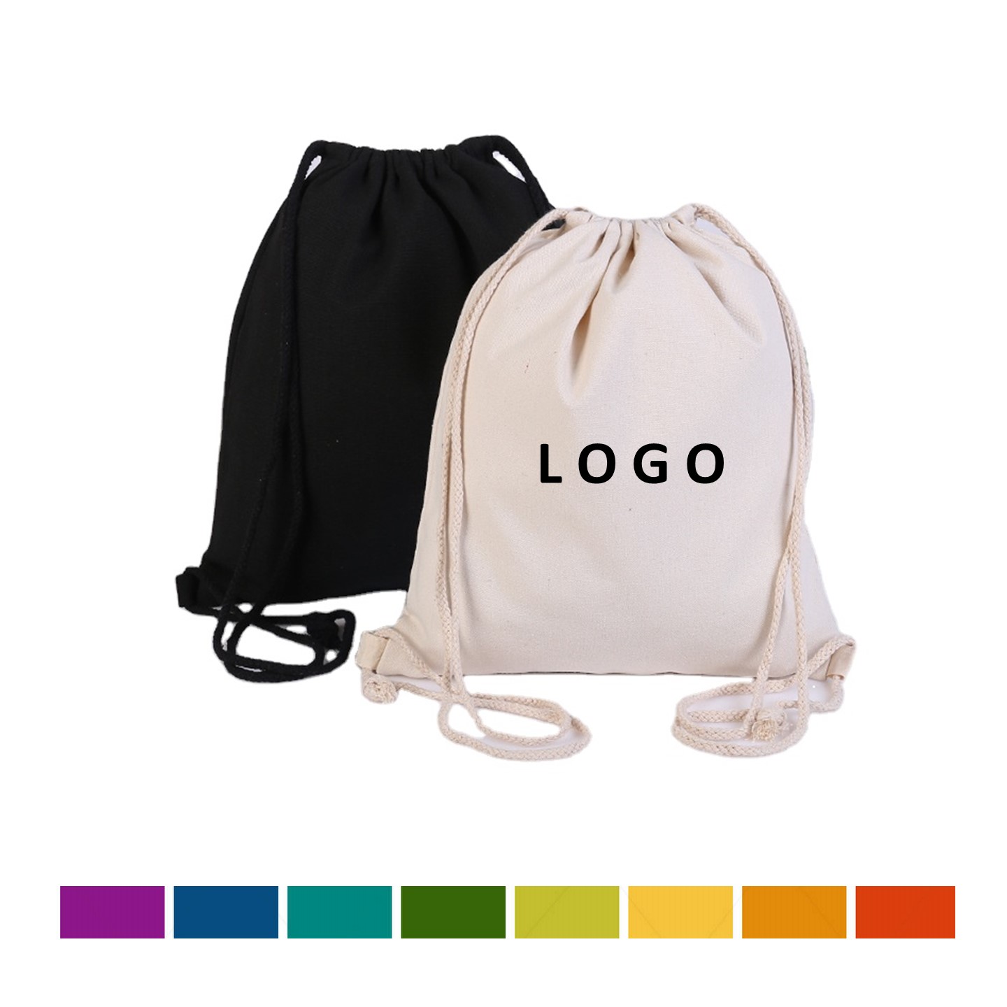 Cotton Canvas Drawstring Backpack 1